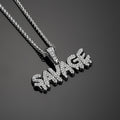 European and American hip-hop Long Necklace savage letter Pendant Fashion card accessories