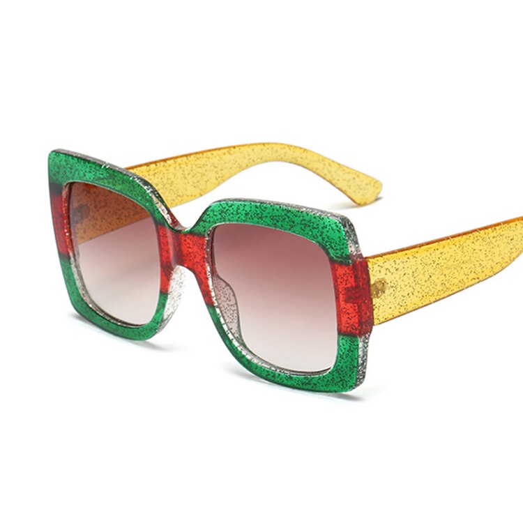 Oversized square sunglasses designer transparent lens brand ladies sunglasses fashion three-color crystal glasses
