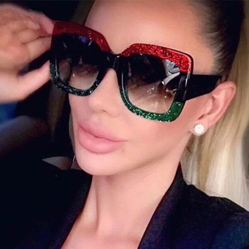 Oversized square sunglasses designer transparent lens brand ladies sunglasses fashion three-color crystal glasses