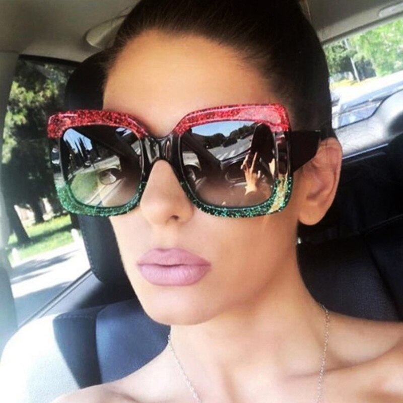 Oversized square sunglasses designer transparent lens brand ladies sunglasses fashion three-color crystal glasses