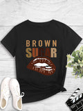 Fashion women's printed round neck pullover T-shirt