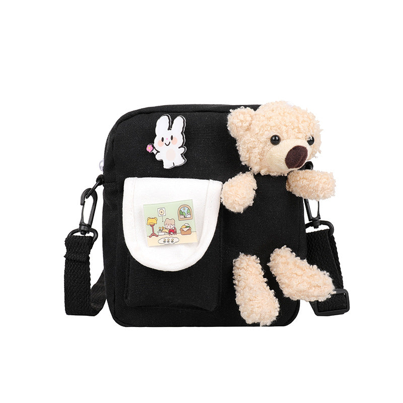Women's Bag New Canvas Bag Girl Cute Small Bag Korean Version Japanese Ins Style Fresh Student Messenger Bag