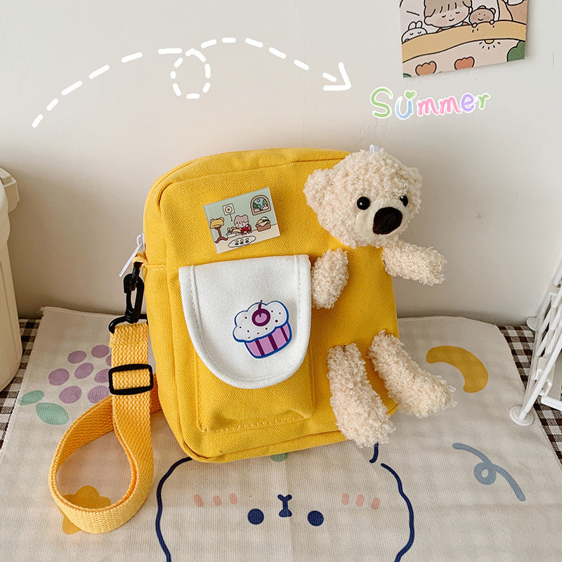 Women's Bag New Canvas Bag Girl Cute Small Bag Korean Version Japanese Ins Style Fresh Student Messenger Bag