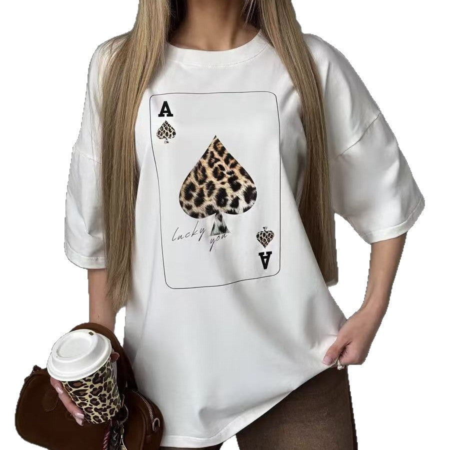 Round neck loose short sleeved t-shirt for women