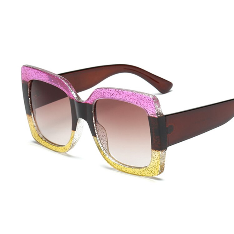 Oversized square sunglasses designer transparent lens brand ladies sunglasses fashion three-color crystal glasses