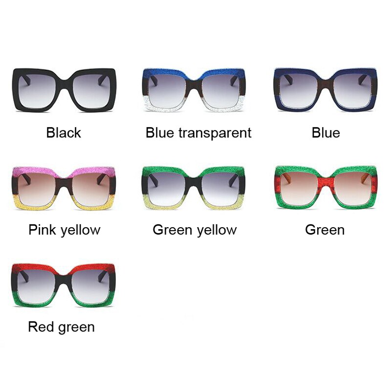 Oversized square sunglasses designer transparent lens brand ladies sunglasses fashion three-color crystal glasses