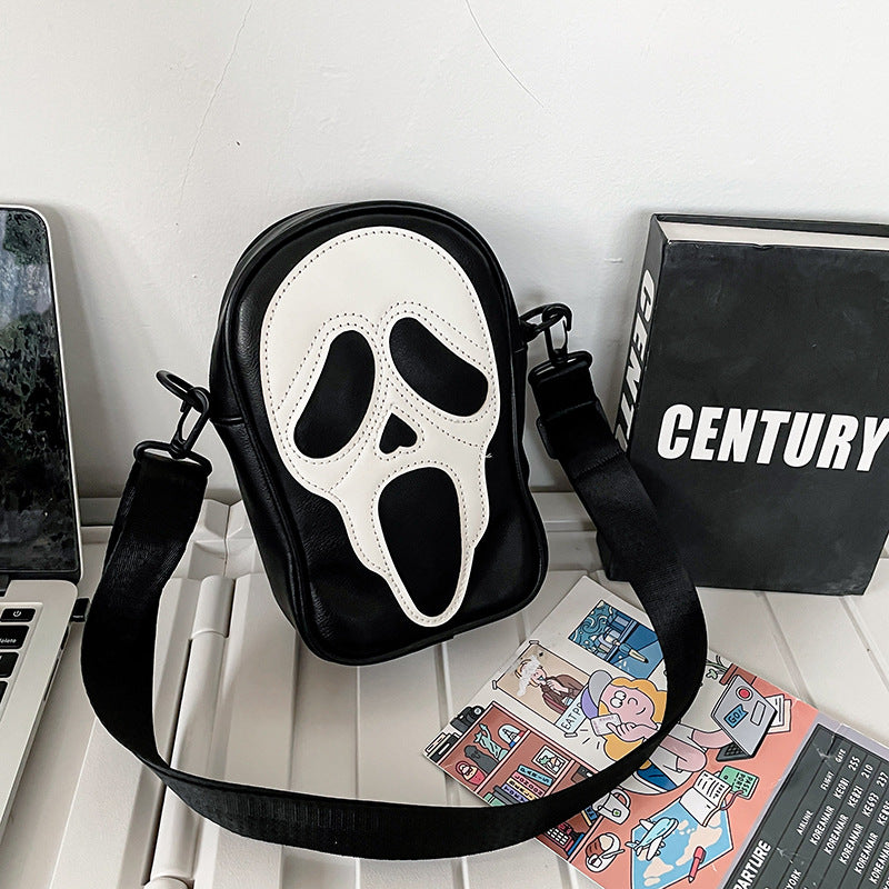 Messenger bag men and women niche trend funny ghost skull Messenger shoulder bag soft PU